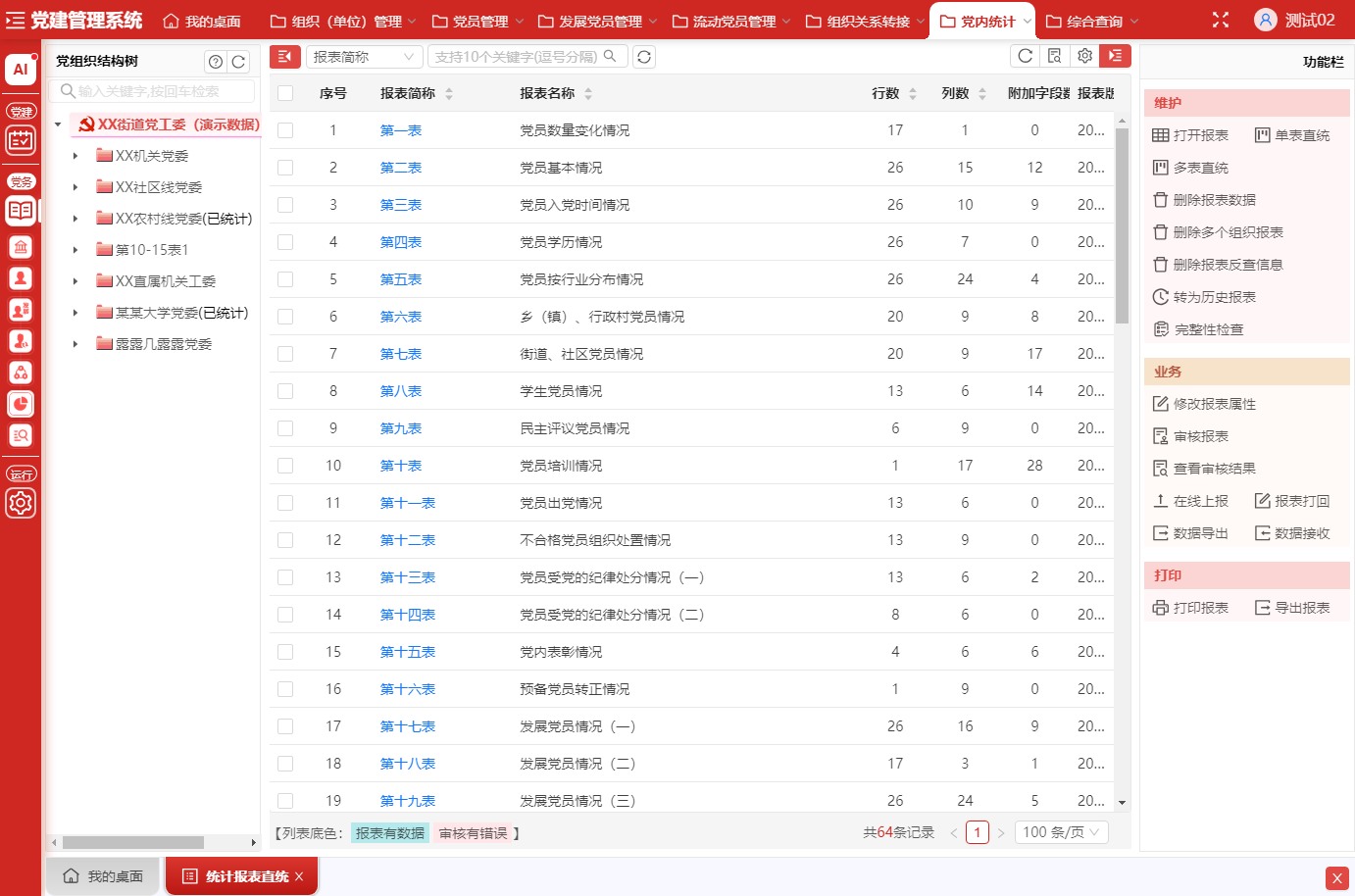 PC端 · 党内统计系统（党内统计）